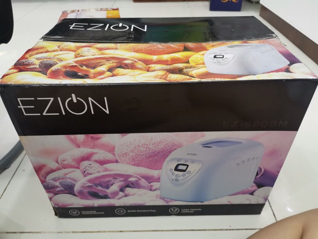 EZION BREADMAKER (Category: Breadmakers) located in Petaling Jaya. Submitted by maegan2210 (Listing ID 1281532336, Image 2). Description: Rarely used, in box with plastic, come with manual, recipe and some items as shown in picture. Can cod meet up @ kota damansara area.