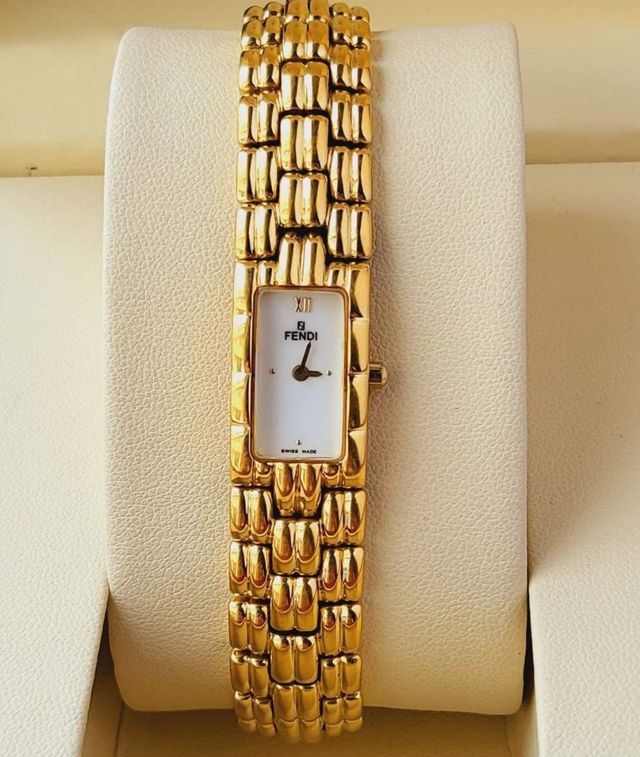 FIXED PRICE Fendi Orologi Ladies watch White Dial Sapphire Glass Swiss Made Quartz Movement 18k Gold Plated Small to Large Wrist Size up to