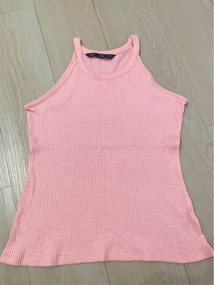 FORME ribbed baby pink halter top, Women's Fashion, Tops, Sleeveless on ...