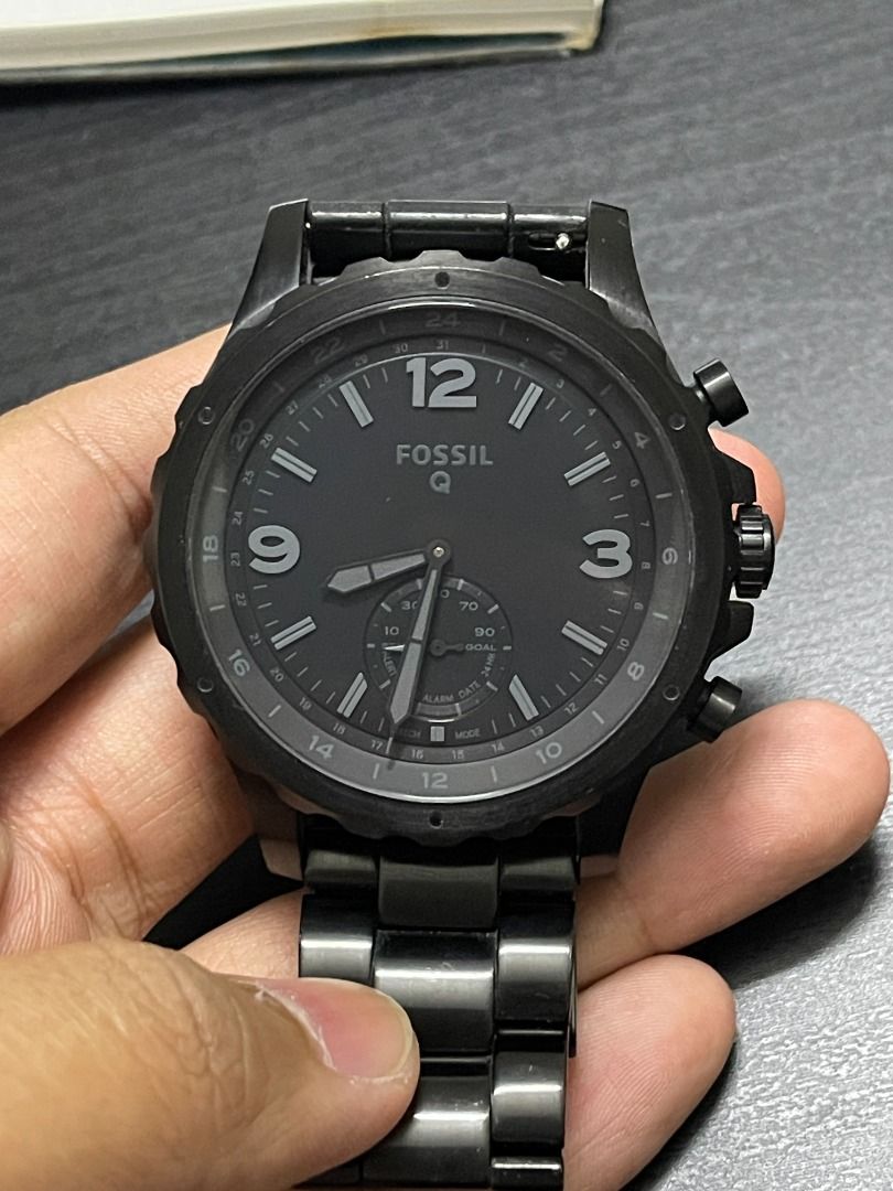Fossil q nate black stainless steel hybrid smartwatch new arrivals