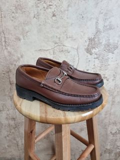 "Gucci" -Brown Leather Horsebit Loafers-