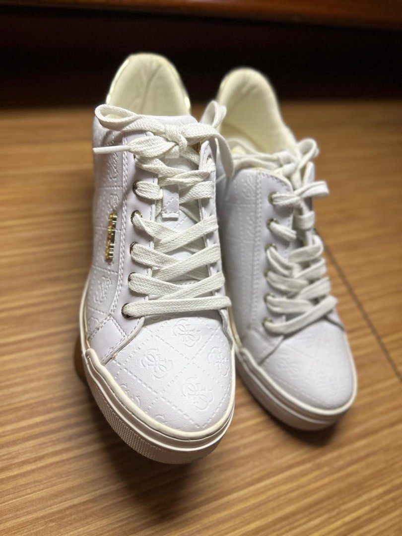 White leather cheap wedge sneakers