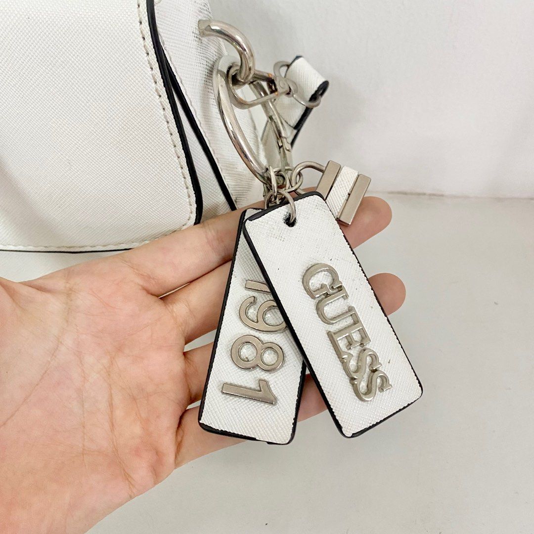 Guess White Cordelia Flap Shoulder Bag with Sling