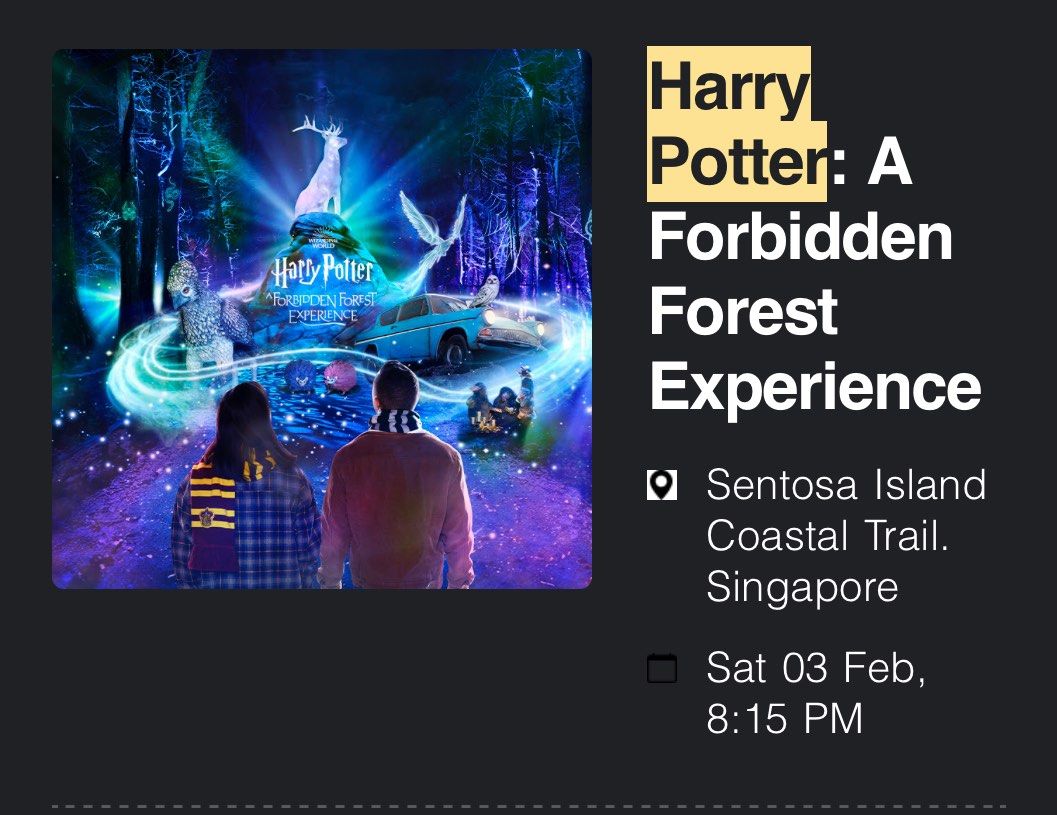 Harry Potter A Forbidden Forest, Tickets & Vouchers, Event Tickets on