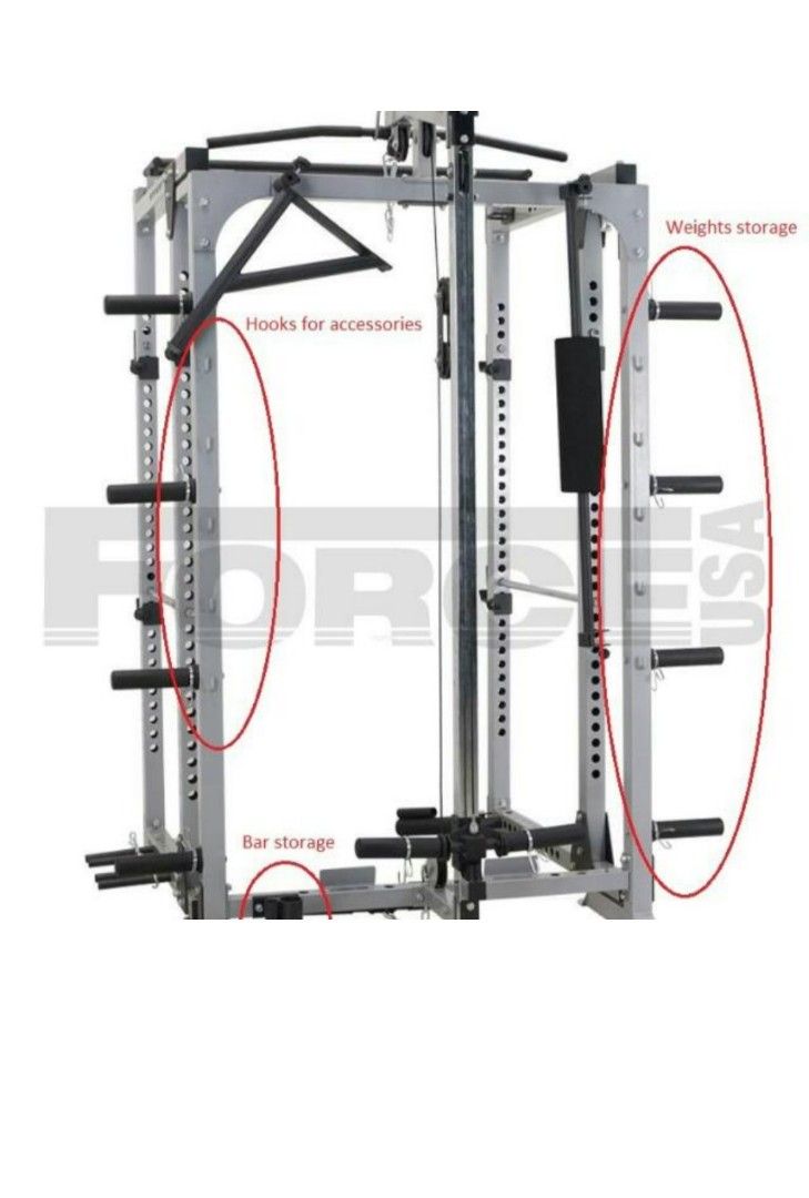 Home Gym Force USA Foldable Gym Rack with Attachments, Sports Equipment