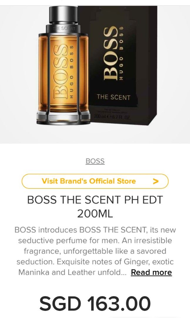 HUGO BOSS THE SCENT EDT 200ML Beauty Personal Care Fragrance
