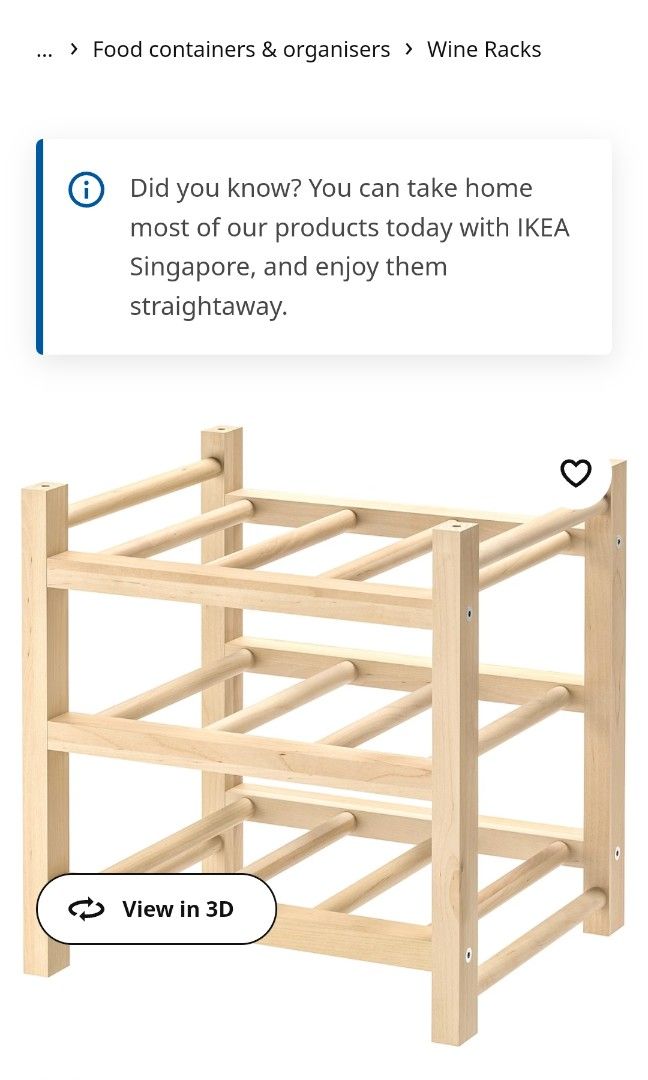 Ikea HUTTEN wine rack Furniture Home Living Furniture Shelves