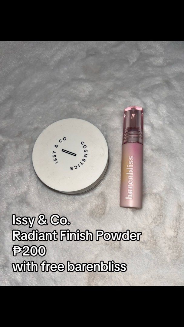 Issy and Co. Radiant Finish Powder (Category: Makeup) located in Quezon City. Submitted by _buttercuuup (Listing ID 1281444575, Image 1). Description: Issy and Co. Radiant Finish Powder with free Barenbliss Matte Lip Tint.