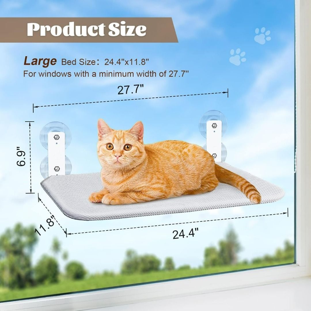 Jetczo Cat Window Perch Cordless Foldable Cat Hammock Window Seat