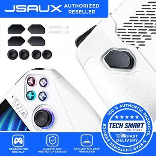 JSAUX Silicone Grip Protection Case Set Compatible for ROG Ally, Grip Skin, Thumb Caps, Back Button Sticky Pad, Silicone Sleeve Set