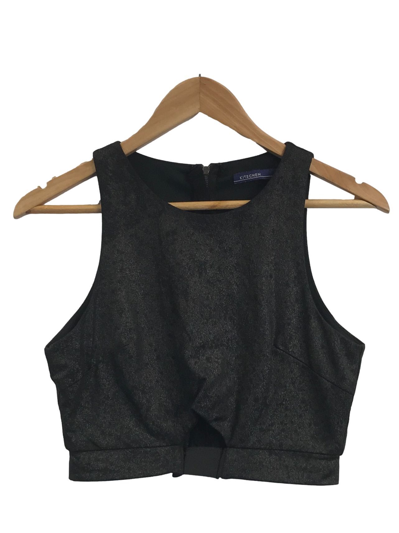 Onyx Ribbed Halter Cropped Tank
