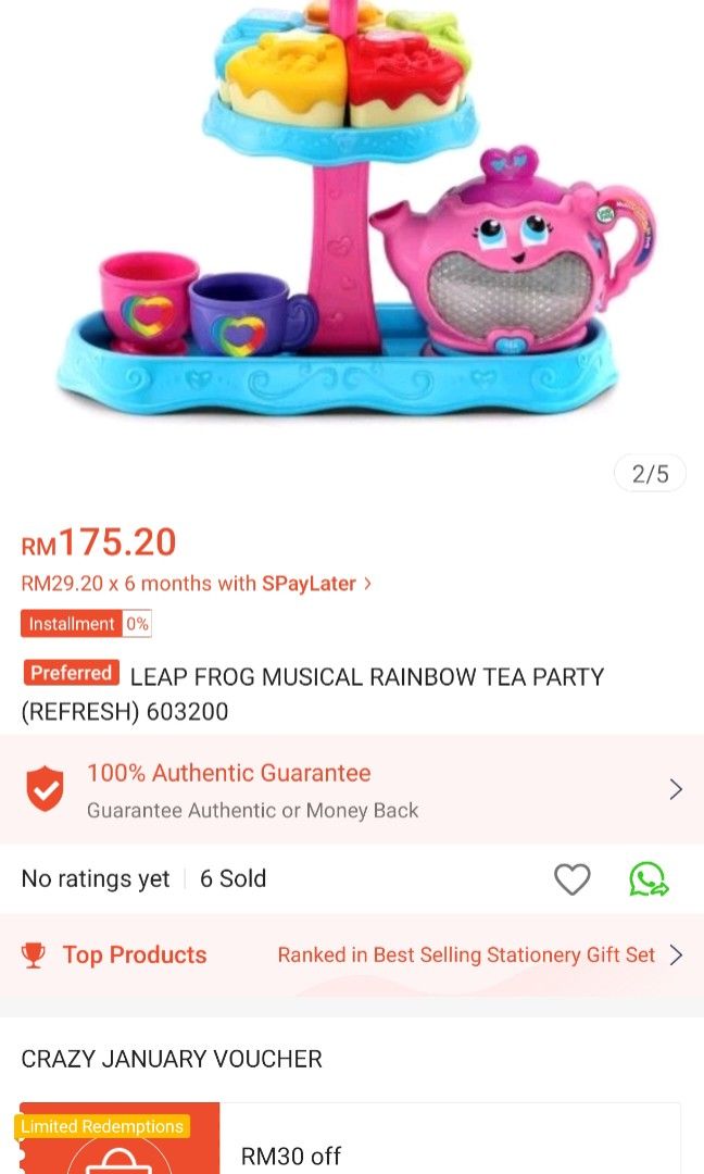LEAPFROG Musical Rainbow Tea Party Babies Kids