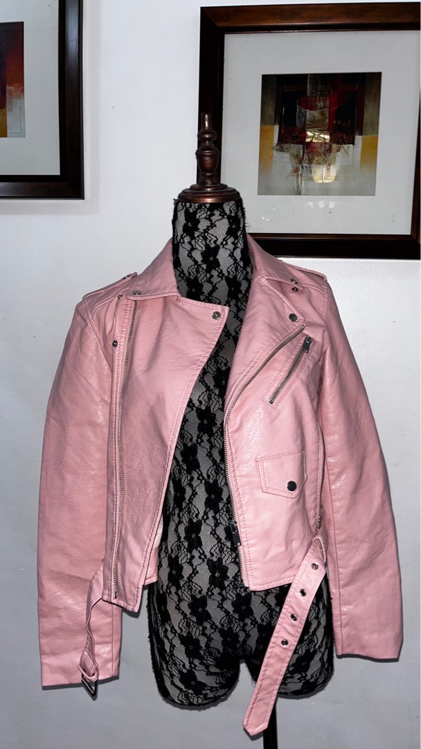 Pink leather jacket discount zara