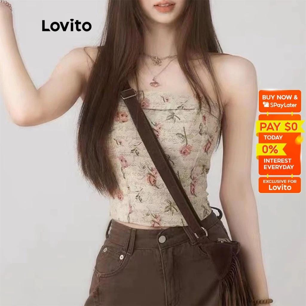 Lovito Vintage Floral Zipper Top (M on tag) (Category: Sleeveless) located in Mandaluyong City. Submitted by bookbucketph (Listing ID 1281519829, Image 1). Description: new sinukat lang, too big M on tag.