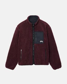 Red sherpa hot sale jacket mens