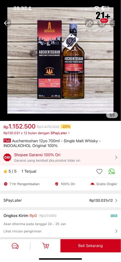 Minuman Alkohol Whisky, Makanan & Minuman, Minuman Tidak Beralkohol di