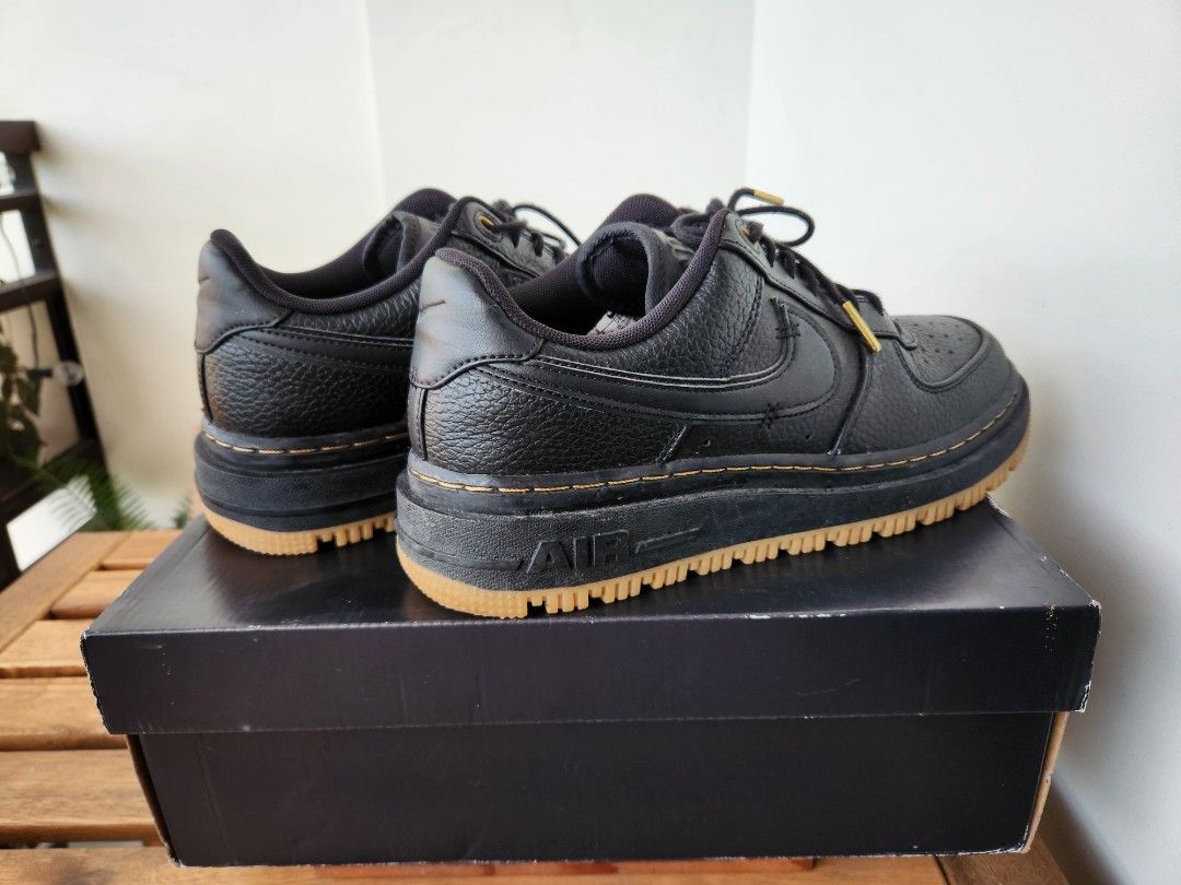 NIKE Air Force 1 Low Luxe Black Chunky Gum Sole Size 9