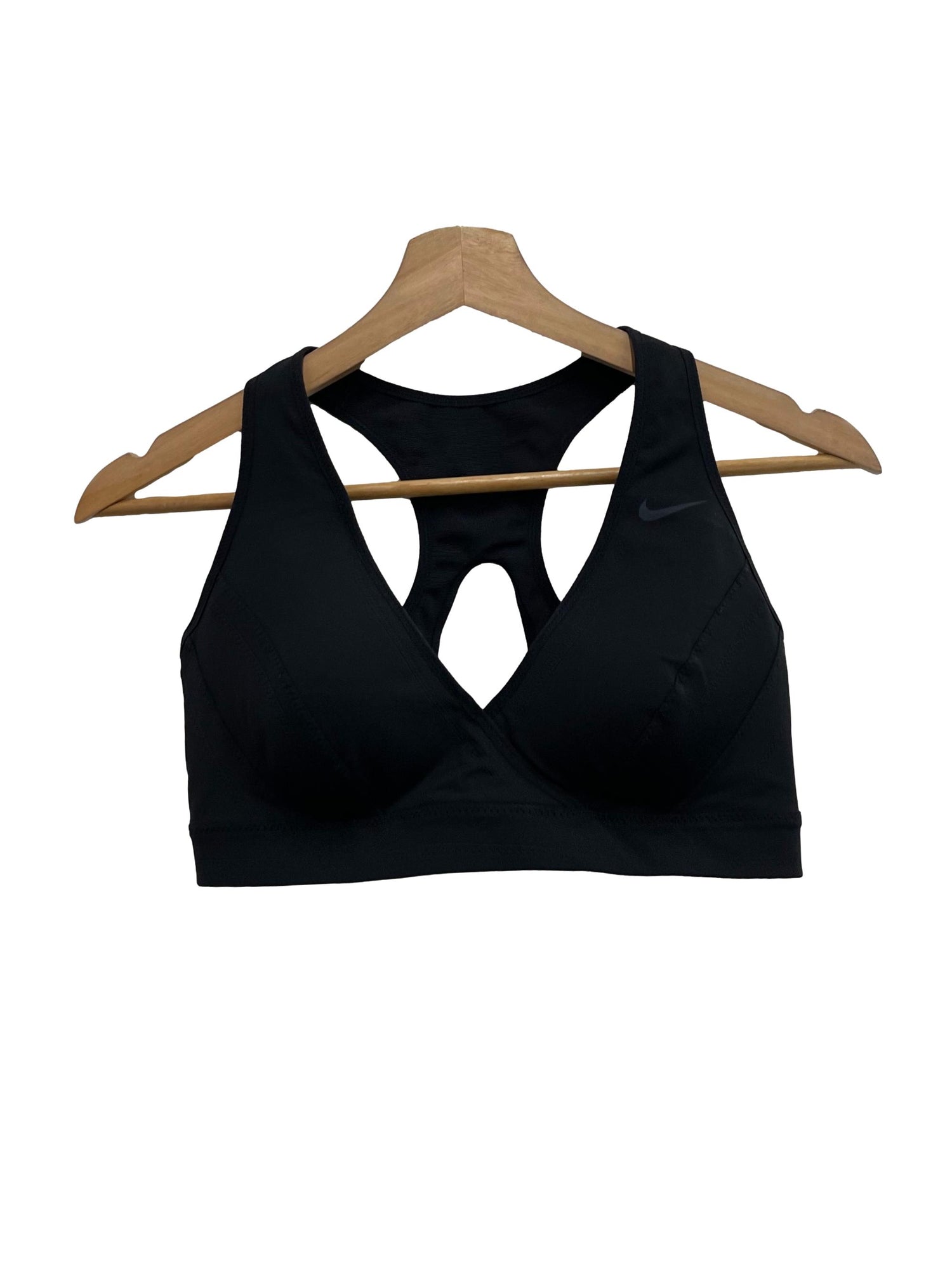 Nike Raven Black Nike Logo Waistband Sports Bra