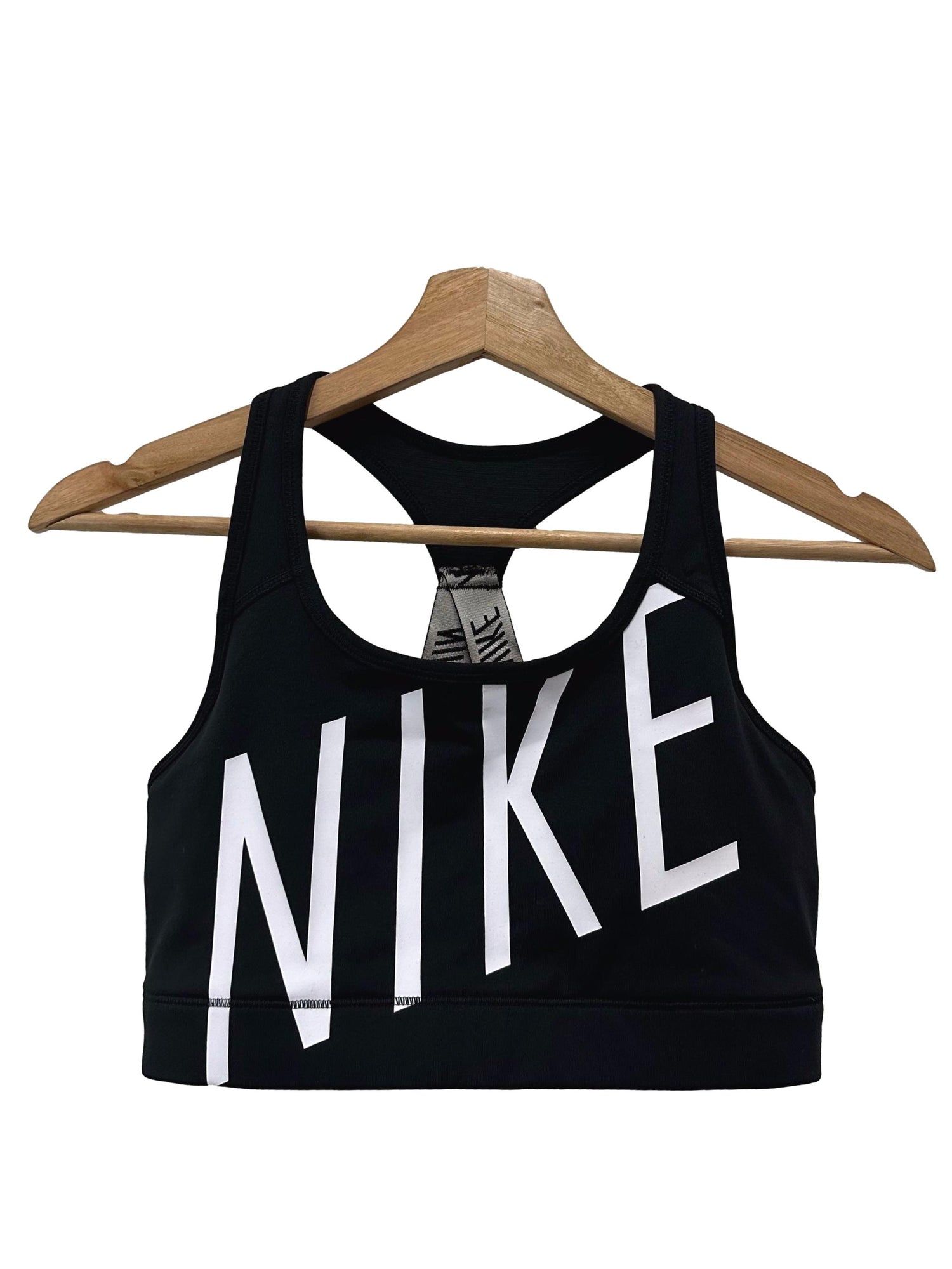 Nike Raven Black Nike Logo Waistband Sports Bra