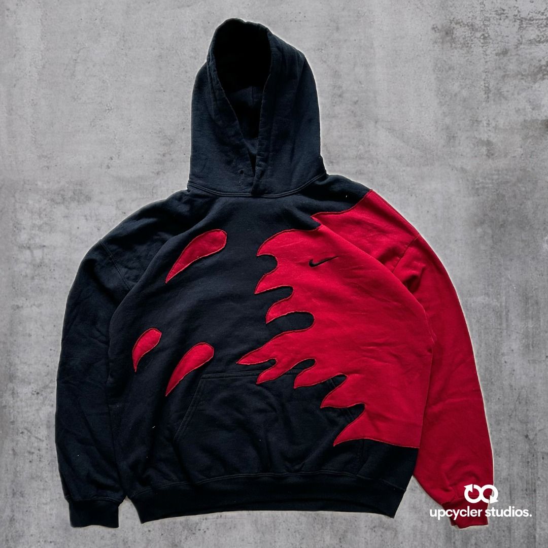 Nike Reworked Hoodie Red Black Boxy Fit