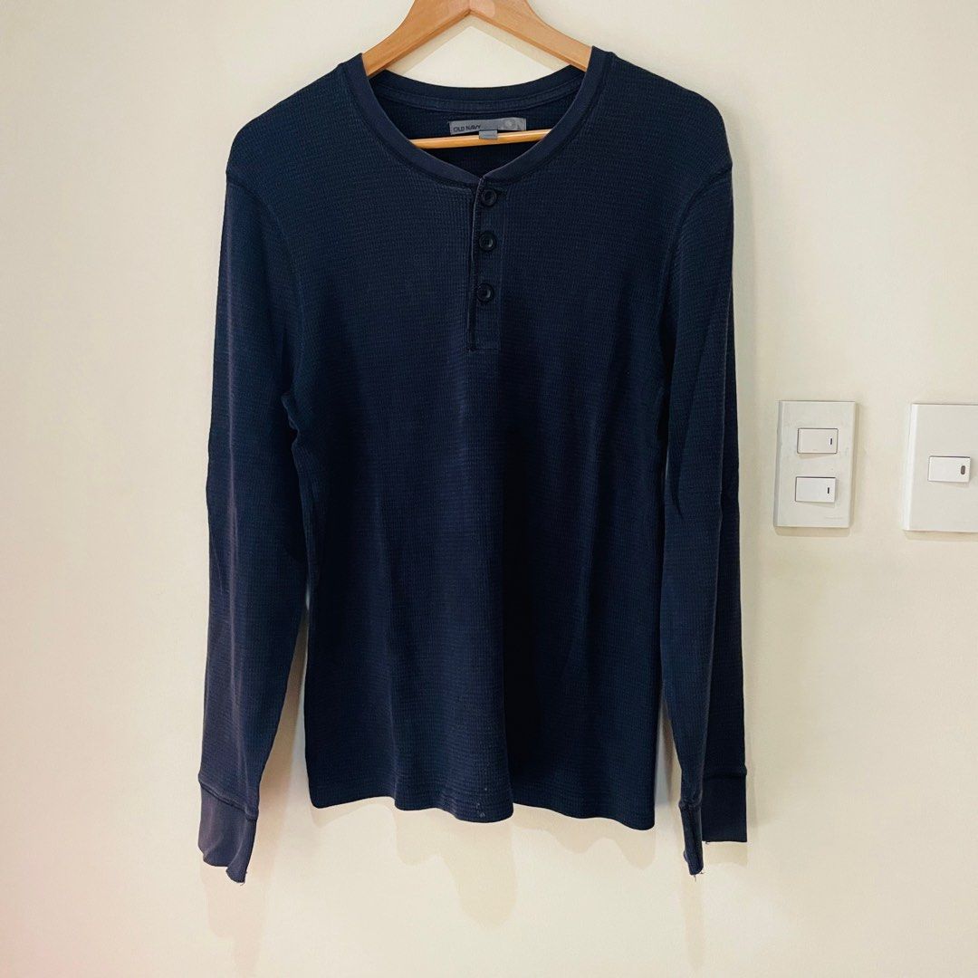 Old Navy! Deep Blue Lounge Waffle Henley Sweater, Men's Fashion, Tops &  Sets, Sleep and Loungewear on Carousell