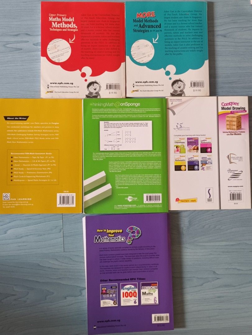 P5 P6 PSLE MATH (Category: Assessment Books) located in Singapore. Submitted by rainbowluv_k (Listing ID 1281480098, Image 2). Description: <Note : both Conquer book & model book sold > * Price from $4 (pls contact which book" 1st row : Book A - partial used $5 Book B - not used $12 <get both for $14 * RP $19.90 ea 2nd row : all books not used $4-$7 3rd row : used only 9 pages out of 260pages $6.