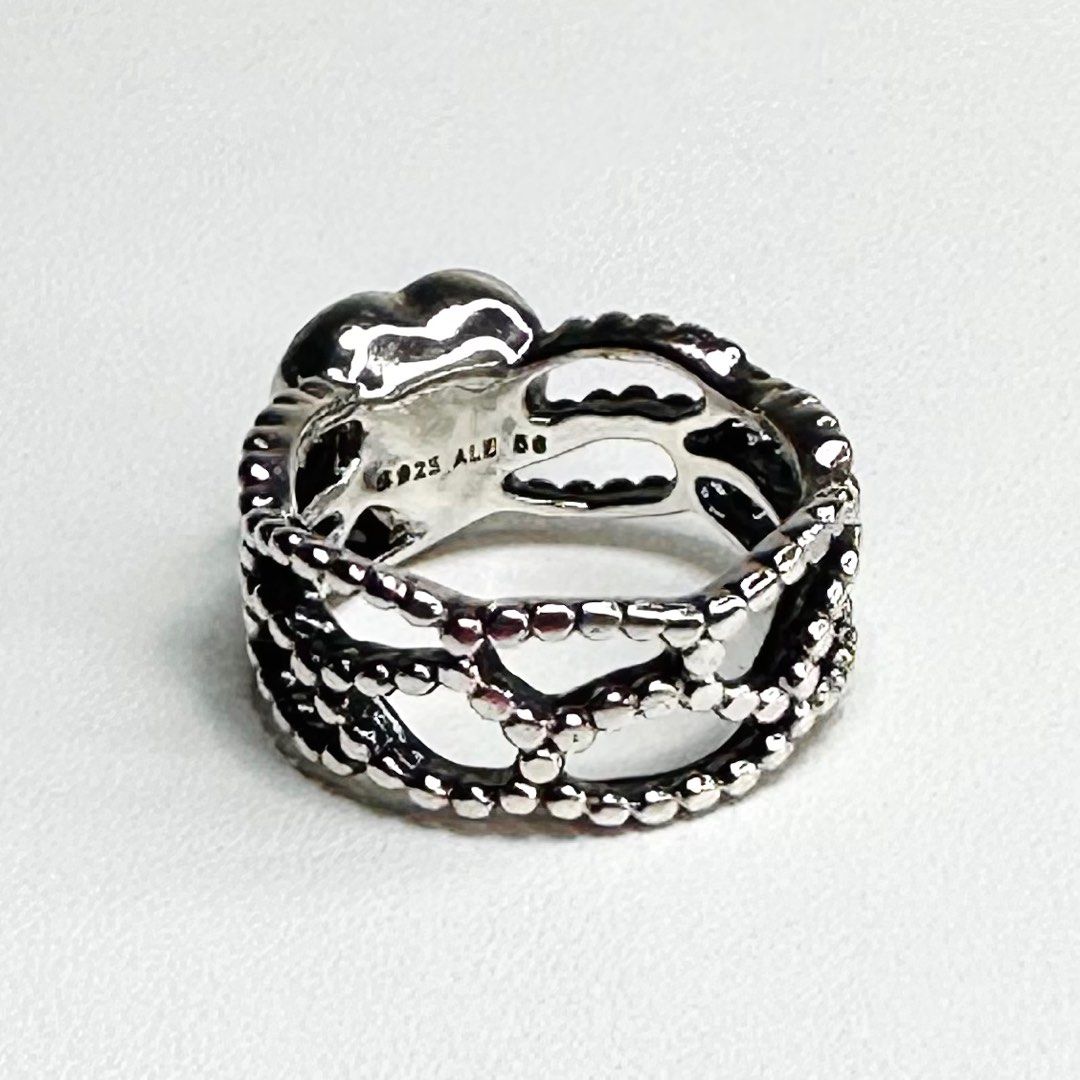 RARE Pandora Mi Amor Black Onyx Heart Ring 56 Women s Fashion