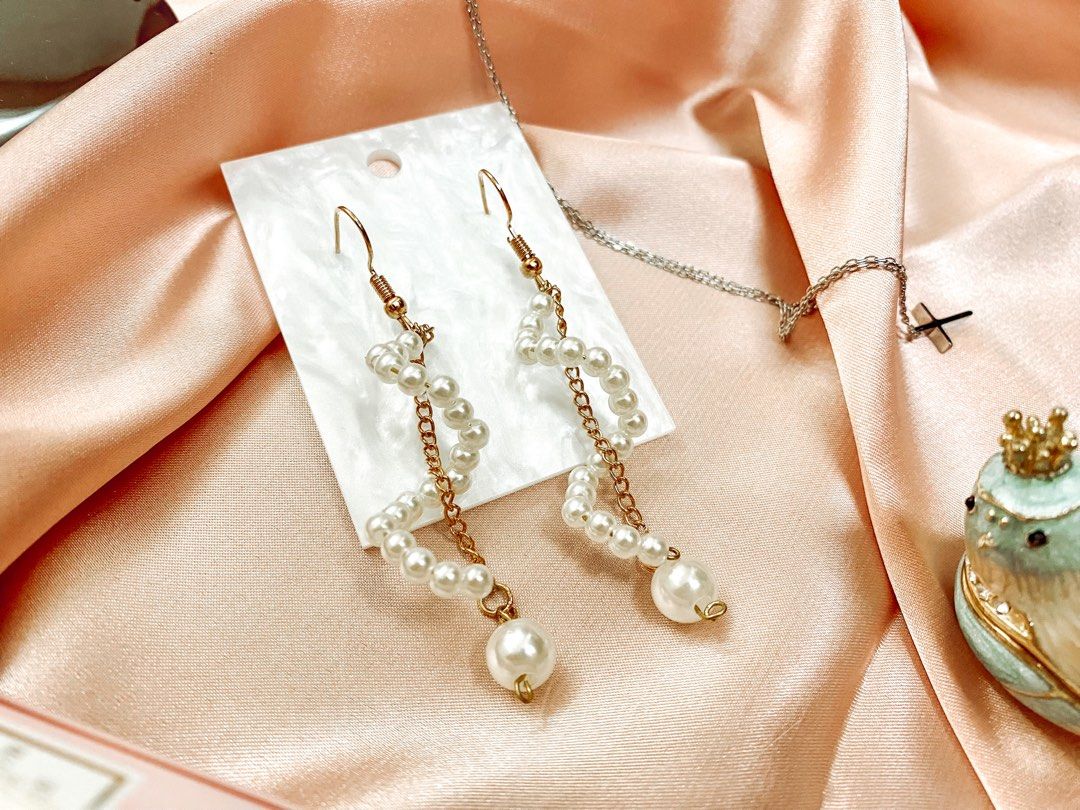 Pearl Twist Drop Earrings Women s Fashion Jewelry Organisers