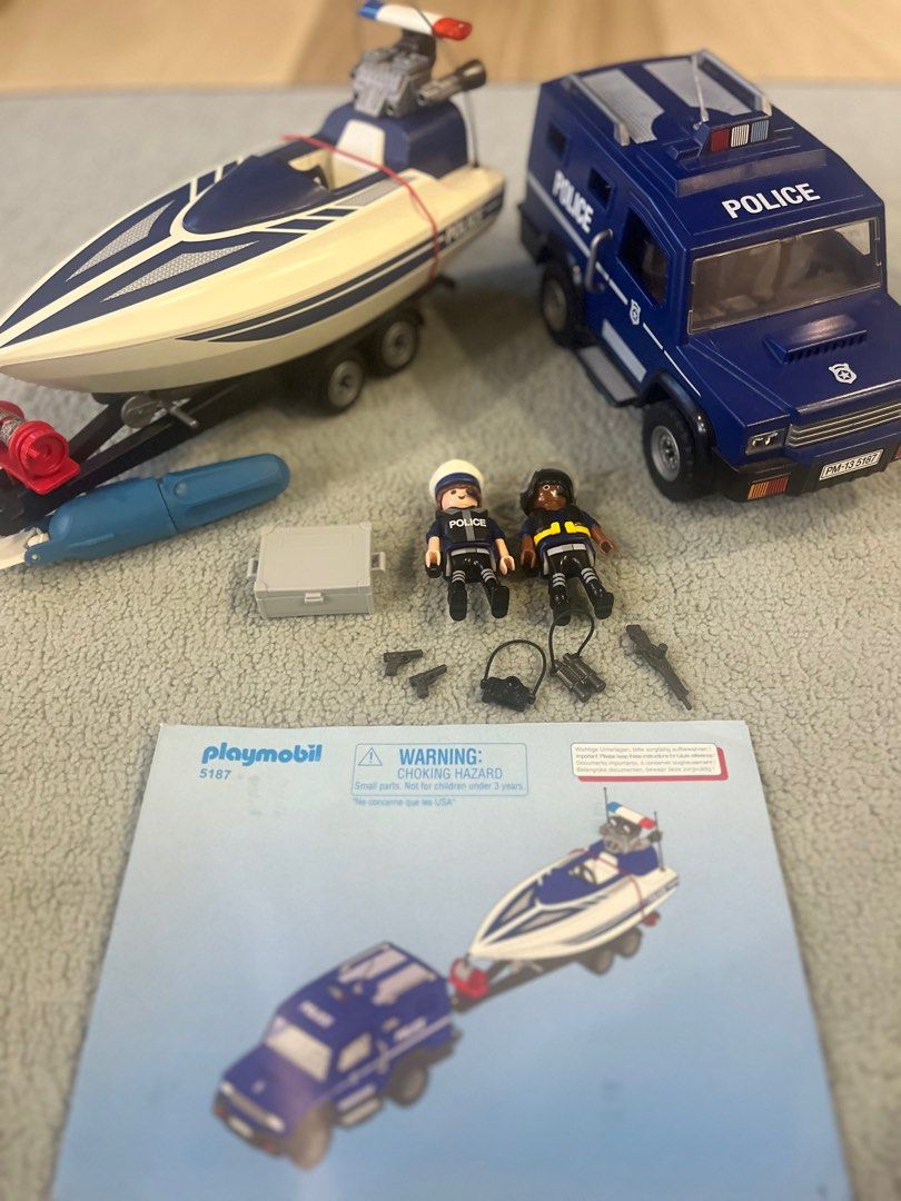 Playmobil 5187 police 2025 truck with speedboat