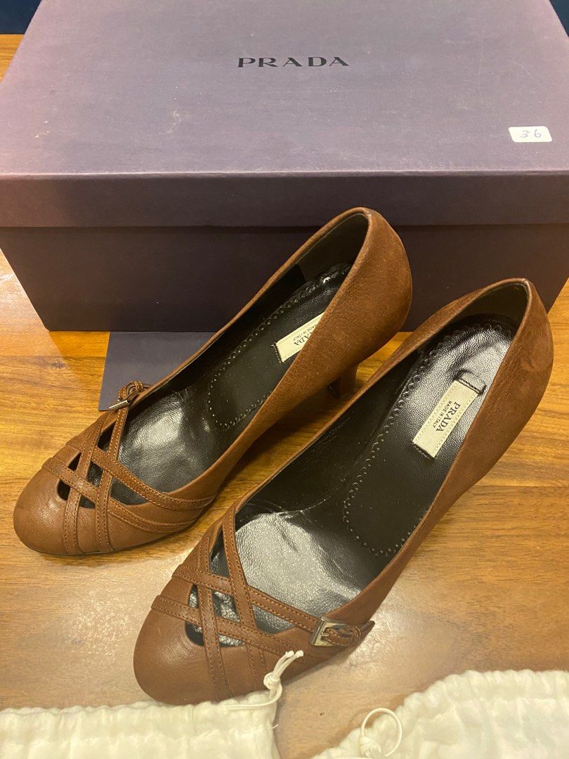 brown prada heels