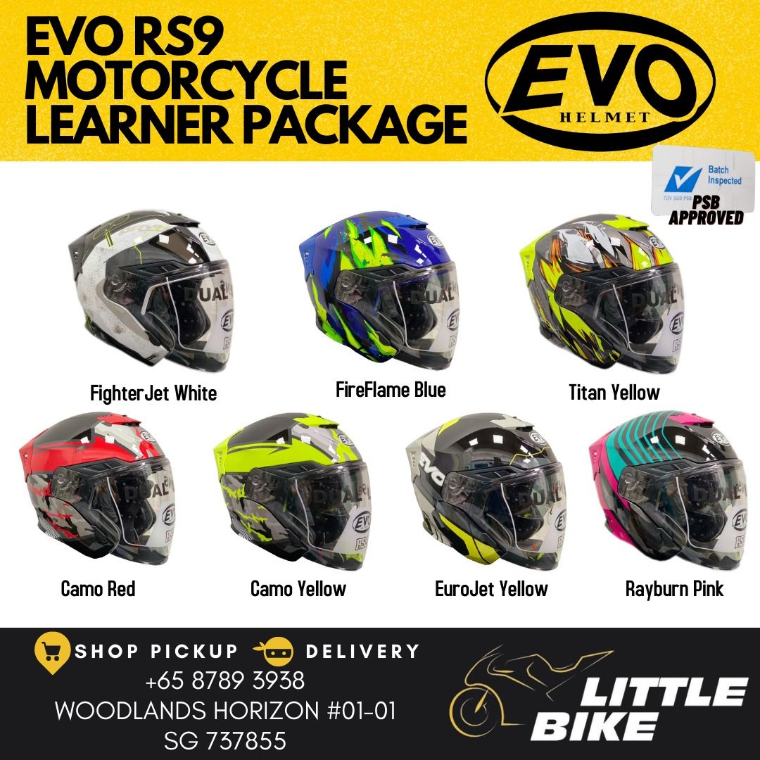 PSB APPROVED evo rs9 Motorcycle school learner package kit for class 2B ...