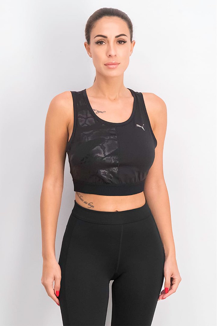 Puma Black Crop Top Women s Fashion Activewear on Carousell