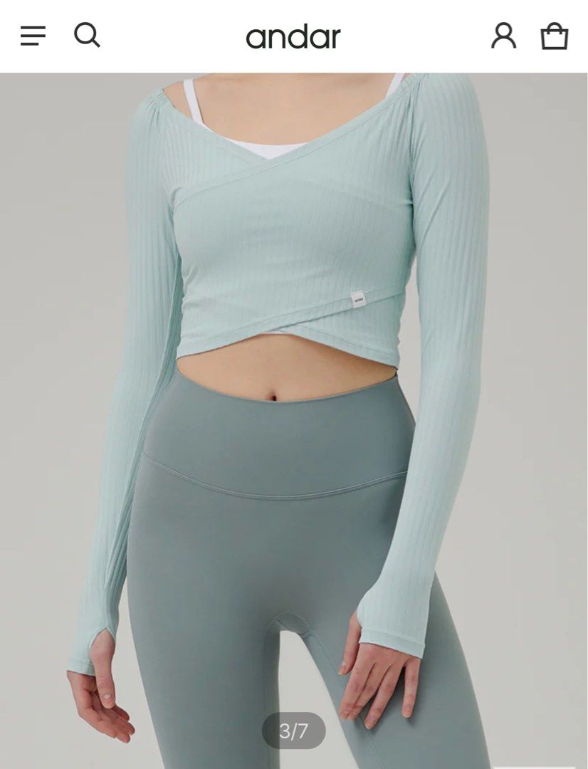 Wrap-Front Ribbed Long-Sleeve Top
