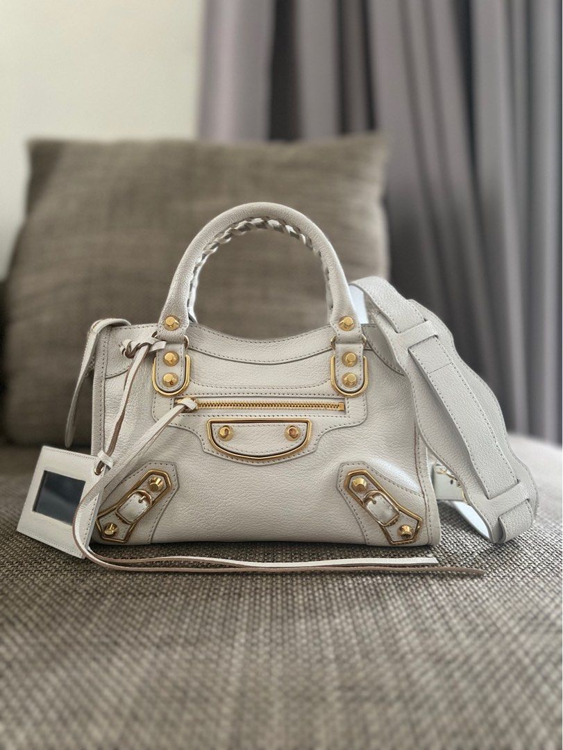 SALE Authentic Balenciaga Mini City Metallic Edge White with Gold hardware New version