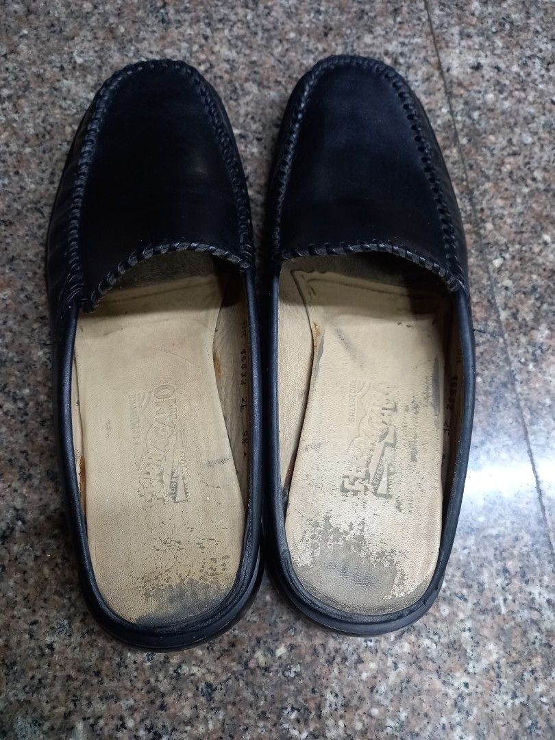 Salvatore ferragamo mules loafers (Category: Casual Shoes) located in Las Pinas. Submitted by mickey4224 (Listing ID 1281533735, Image 2). Description: Sf slip on black shoes.what you see is what you get.size 9.5.I only used it inside the office.leather and sole in good condition,no sole separation.Refer to pictures for size and condition. wearable..