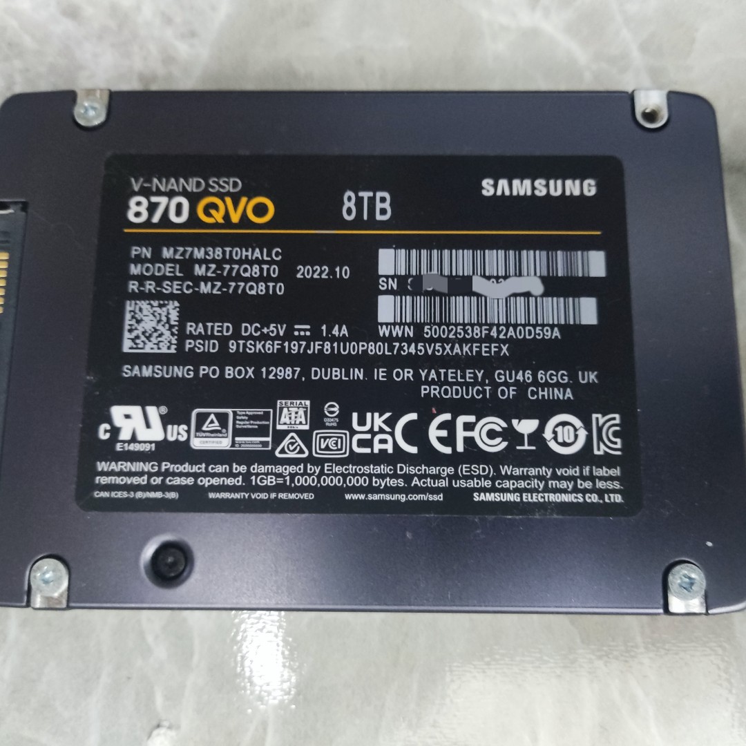 SAMSUNG 870 QVO 8 TB SATA 2.5 Inch Internal Solid State Drive (SSD)  (MZ-77Q8T0), Black : Electronics 