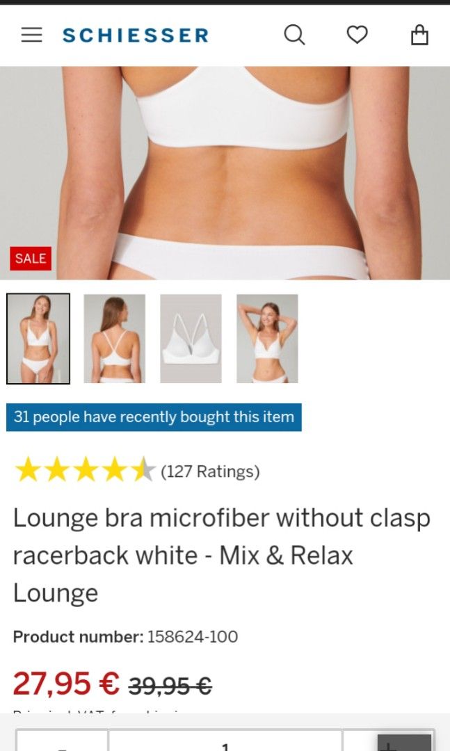 Lounge bra microfiber without clasp racerback white - Mix & Relax