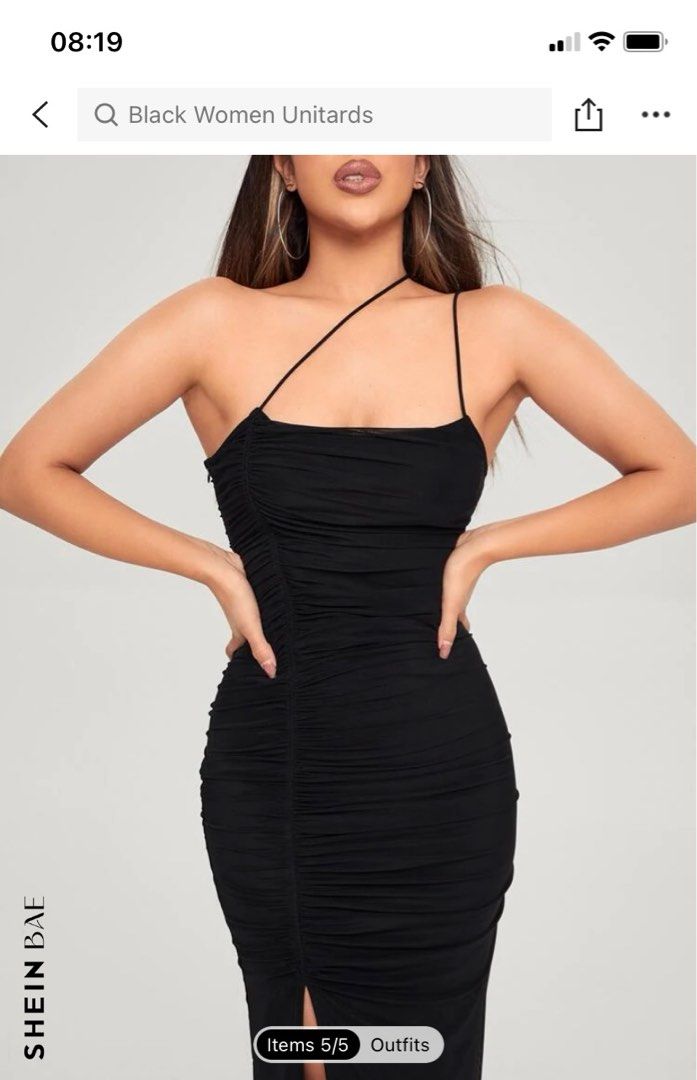 Shein SXY Plus Ruched Spilt Back Mesh Cami Bodycon Dress, Women's Fashion,  Dresses & Sets, Dresses on Carousell