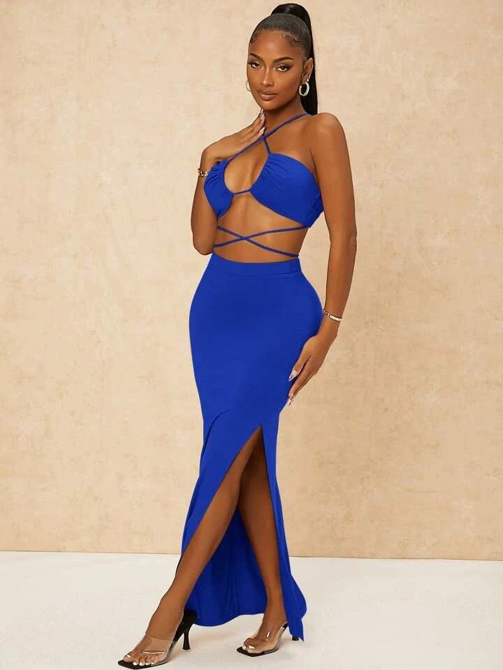 criss cross tie backless halter top