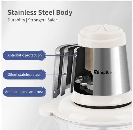 Simplus Meat Grinder 1.8L Glass Bowl Food Chopper Processor Mixer ...
