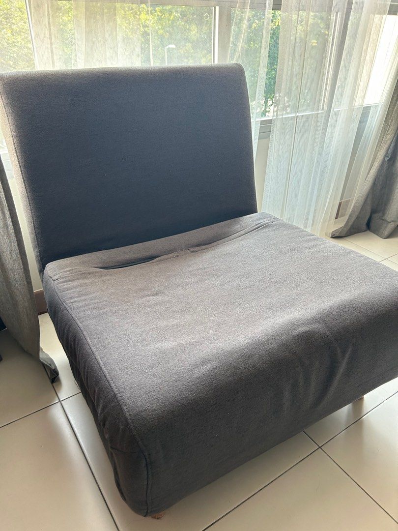 Sofa Bed (Category: Sofas) located in Singapore. Submitted by chrisblack124 (Listing ID 1281568993, Image 2). Description: That unfolds into a single bed. Very gently used in guest room only. In great condition, gray colour shown in photo. Nego Available :) .