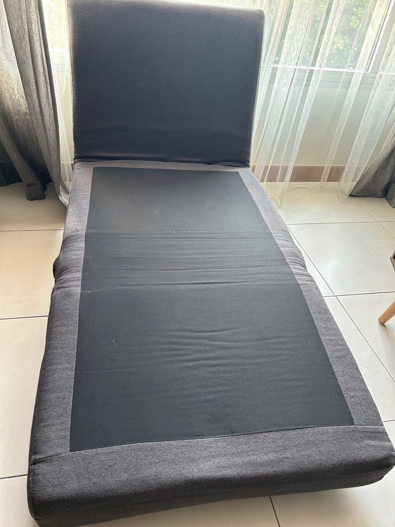 Sofa Bed (Category: Sofas) located in Singapore. Submitted by chrisblack124 (Listing ID 1281568993, Image 3). Description: That unfolds into a single bed. Very gently used in guest room only. In great condition, gray colour shown in photo. Nego Available :) .