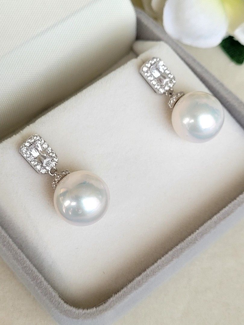 Special Price Genuine Freshwater Edison Pearl with Cubic zirconia Earrings