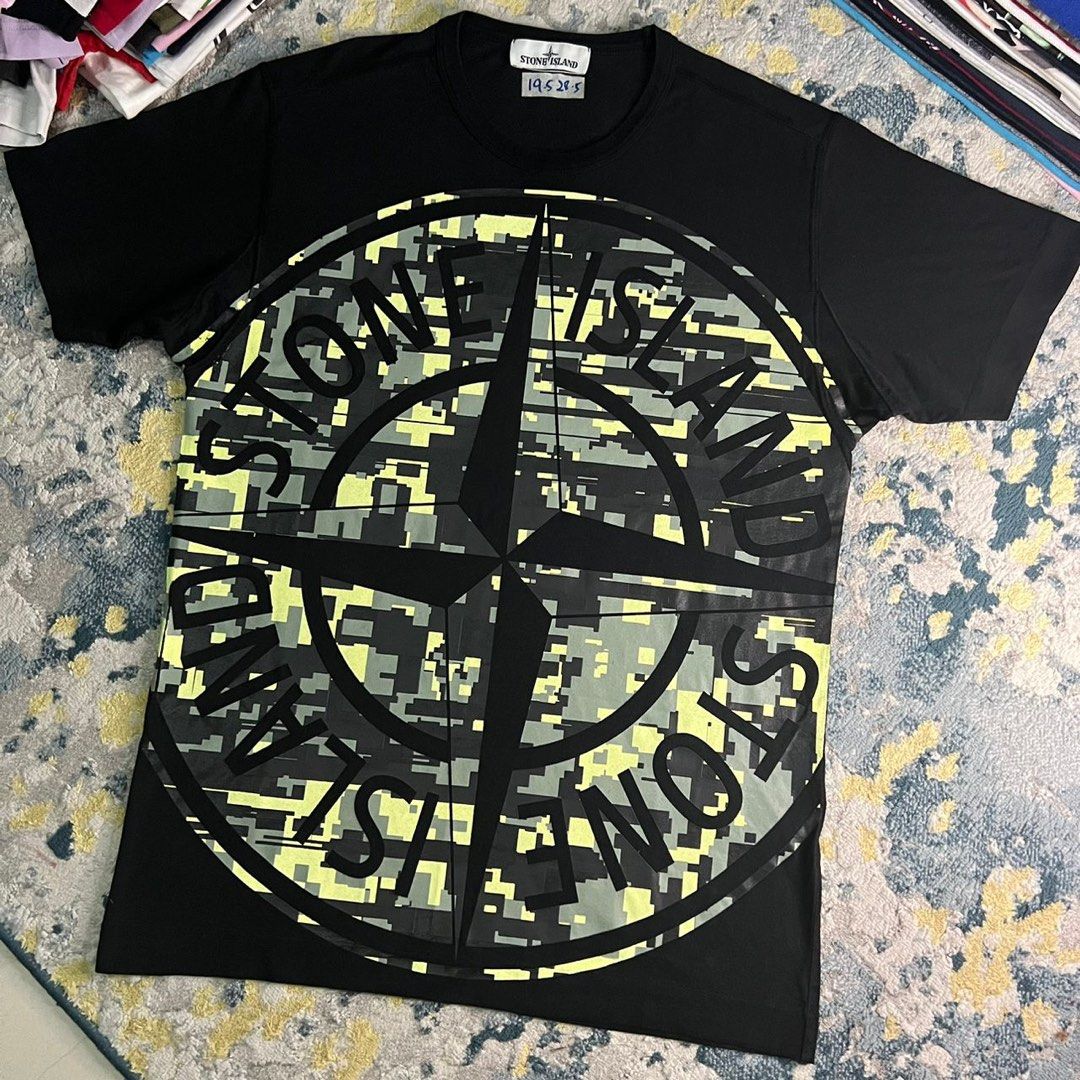 Stone Island 'Large Logo' Camo T-Shirt Black