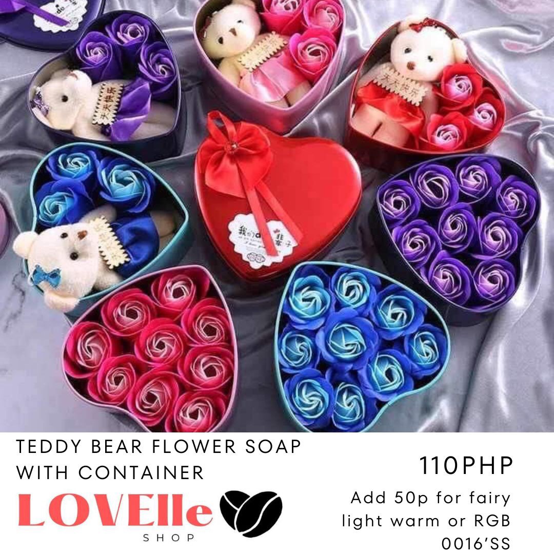 Teddy Bear Flower Soap with Container, Hobbies & Toys, Stationary ...