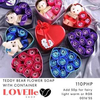 Teddy Bear Flower Soap with Container