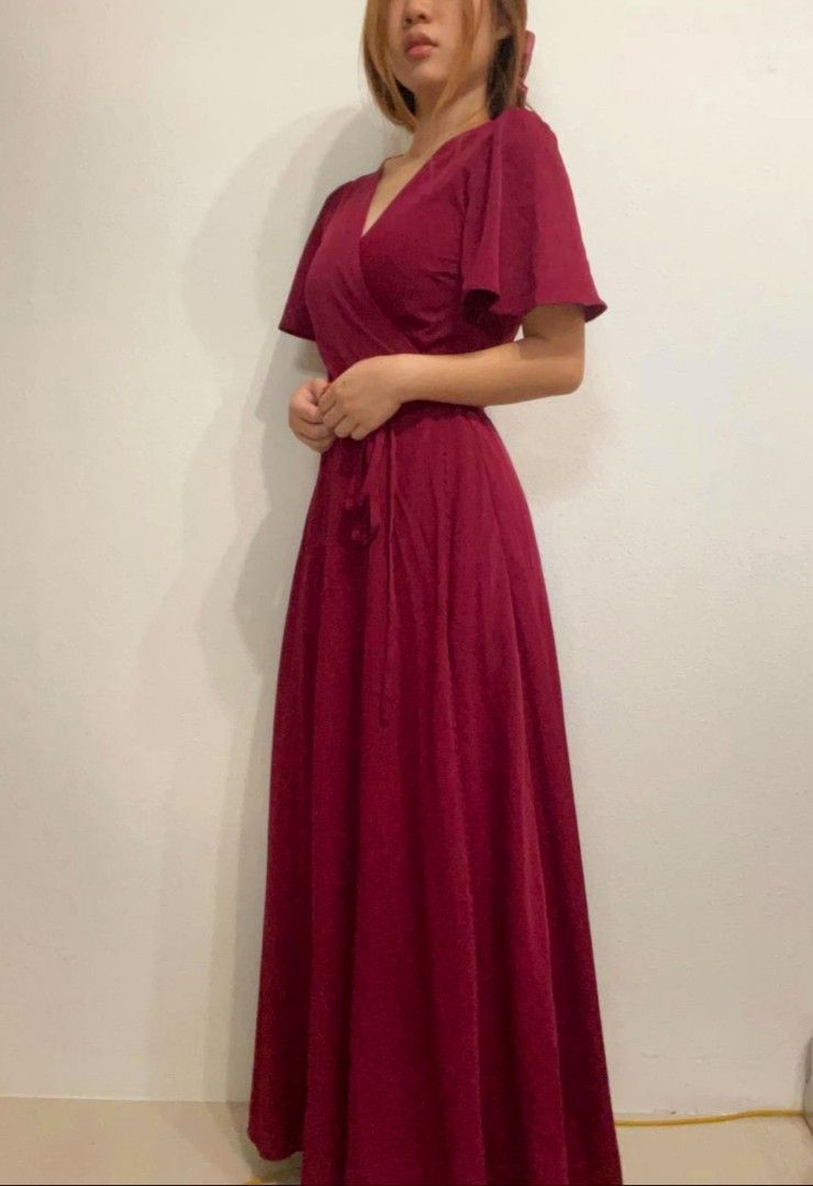 Red kimono maxi discount dress