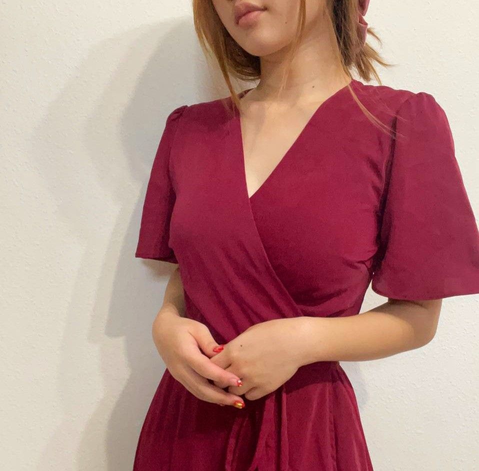Red kimono discount wrap dress