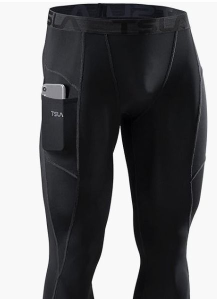 TSLA 1, 2 or 3 Pack Men's Compression Pants, Cool Dry Athletic Workout  Running Tights Leggings with Pocket/Non-Pocket