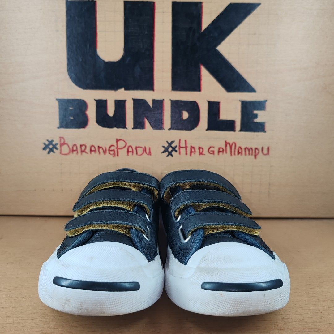 Childrens black leather velcro converse new arrivals